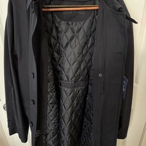 Stafford Black Quilted-Lined Trench Coat